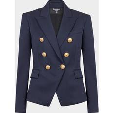 Balmain Blazers Balmain 6-Button Fitted Wool Jacket - Marine