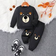 6-9M Other Sets Shein Baby Boy Crew Neck Long Sleeve Printed Casual Top Trousers Set