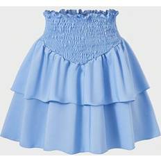 Pleated skirts - Polyester Shein Tween Girl Solid Color Fashion Skirt - Suitable For Summer