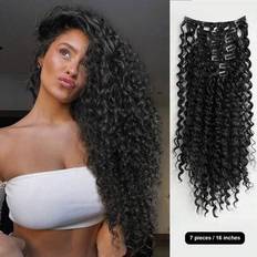 Shein Clip In Hair Extensions Black Color 16 Clips 7pcs