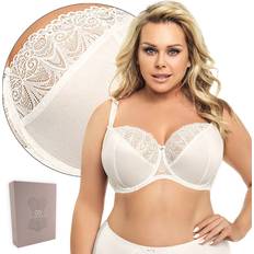 Gorsenia K425 Soft Lace Big Underwired Bra - Ecru