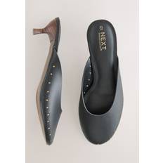 Dame - Slip-on Sandaler med hæl NEXT Pantoletter Forever Comfort Studded Closed Toe Mules - Sort