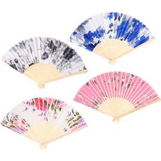 Hand Held Fans Goolrc 4PCS Folding Hand Fan Bamboo