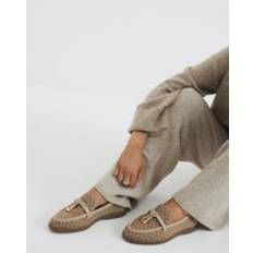 Beige - Slip-On Loafers River Island Womens Beige Monogram Tassle Loafers