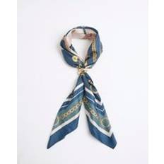 Accessories River Island Womens Blue Satin Chain Print Scarf With Ring