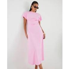 Midi Dresses River Island Pink Short Sleeve Drape Side Midi Dress