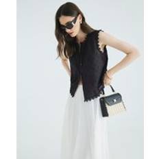 River Island Womens Black Sleeveless Broderie Blouse