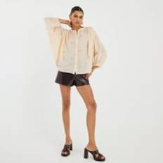 Blouses River Island Womens Beige Long Sleeve Embroidered Blouse