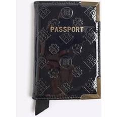 River Island Womens Black Patent Embossed Passport Holder