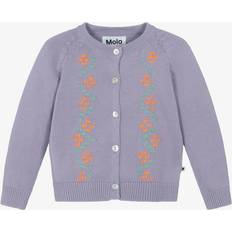 Florals Cardigans Children's Clothing Molo Purple Organic Cotton Embroidered Cardigan