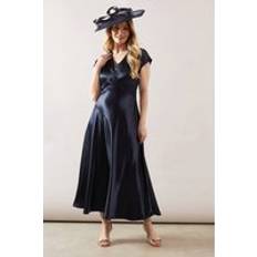 Wallis Satin Seam Detail Maxi Occasion Dress - Navy