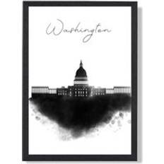 Wood Posters Washington Watercolour Skyline City W43cm H61cm Poster