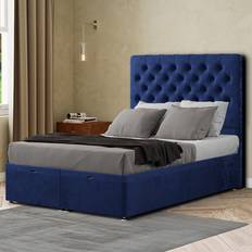 Eleganza Winchester Small Double Navy Ottoman Frame Bed