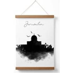 Wood Posters Jerusalem Watercolour Skyline City W43cm H61cm Poster