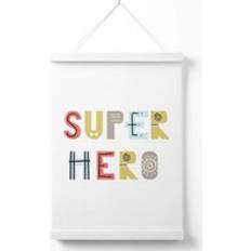 Wood Posters Cute Super Hero Scandi Quote White Hanger W53cm H75cm Poster