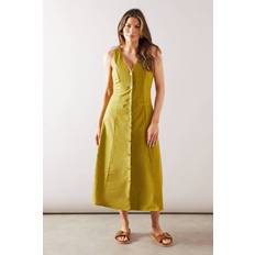 Breathable - Midi Dresses Wallis Linen Mix Button Through Midi Dress - Olive