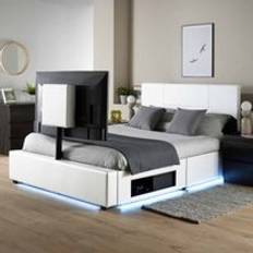 X-Rocker XR Living Ava Upholstered Tv 5ft White Frame Bed