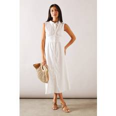 Wallis Sleeveless Broderie Shirt Dress - Ivory