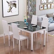 White leather dining chairs Living and Home Set of 4 White PU Leather Dining Chairs Kitchen Chair