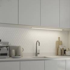GoodHome Menezes White Silver Effect LED Neutral 885mm 42mm Bench Lighting