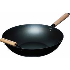 Non-stick - Stål Wokpannor Mareld Wok 36 cm Förinbränd Kolstål Svart