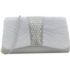 Silver Bags SVNX Diamante Glittery Clutch Metallic Silver