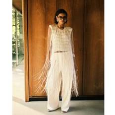 River Island Ri Studio Fringe Sequin Cape - White