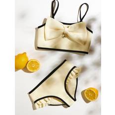 Bikini Sets River Island Girls 3D Bow Bikini Set - White
