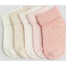 Bebisar Underkläder Barnkläder H&M Baby Strumpa Med Halkskydd 5-Pack - Rosa/Vit