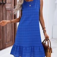 Temu Sleeveless Red Ruffle Dress A-line With Woven Handle Bag - Spring/Summer
