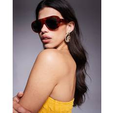 Chunky Smoke Lens Aviator Sunglasses - Orange Tort