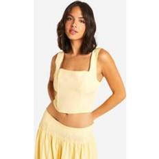 Women - Yellow Shapewear & Under Garments boohoo Lace Up Back Longline Square Neck Corset - Yellow