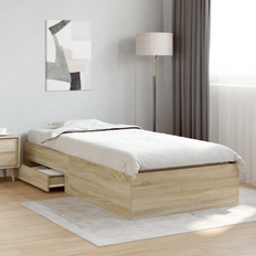 190 cm - 90 cm Rammesenge vidaXL Sengestel Sonoma Eg 90x190 cm Konstrueret Træ Rammeseng