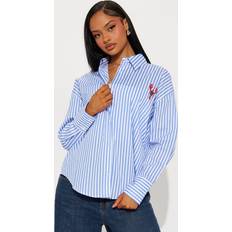 Fashion Nova Shirts Fashion Nova Salty Lobster Striped Shirt - Blue