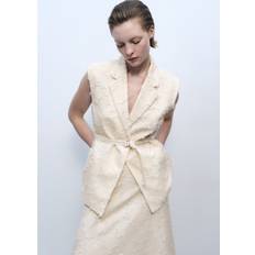 Mango Västar Mango Textured Waistcoat With Belt - Kräm