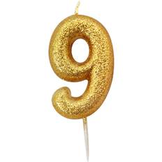 Metallic Glitter 9th Birthday Pick Candle