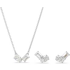 Rosaguld Smykkesæt Swarovski Mesmera Set Tropfenschliff Oktagon Schliff Weiß Roségold