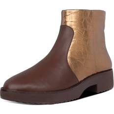Fitflop Ankle Boots Fitflop Mara Leather Croc Print Ankle Boots - Chocolate Brown Mix