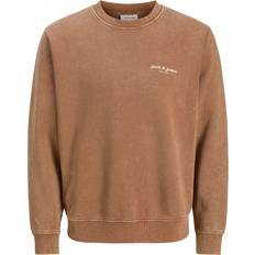 Jack & Jones Bruna Tröjor Jack & Jones JJEDover Logotyp Sweatshirt Brun