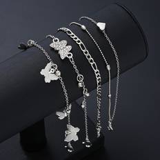 White Anklets Temu Women's Heart Rhinestones Anklet - White