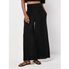 Apricot Smocked Waistband Palazzo Trousers - Black