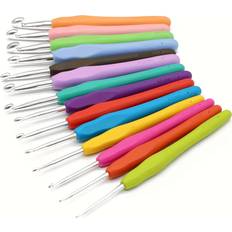 Yarn & Needlework Supplies Temu Colorful Solid Soft Handle Tpr Crochet Hooks