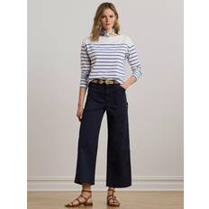 Lauren Ralph Lauren Dam Byxor & Shorts Lauren Ralph Lauren Stretch Chino Wide-Leg Cropped Pant - Marinblå