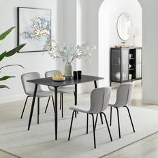 Marble Dining Sets Asti Grey Marble Ceramic Top Table 4 Person Dining Set