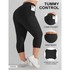 Shein Plus Size Capri Leggings High Waist Tummy Control Pants - Spandex Elastic Fit