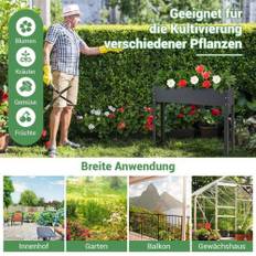 Pallekarmer B2X Høybed Metallplantekasse Hageblomsterseng 102 x 26.5 x 80 cm Svart