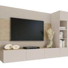 Beige Väggskåp Mirjan24 Wohnwand Deromi II 3er Set Wandschrank