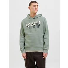 Jack & Jones Gröna Tröjor Jack & Jones Logotyp Hoodie Sweatshirt Grön