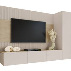 Beige Väggskåp Mirjan24 Wohnwand Deromi VI Wohnzimmer Set Wandschrank