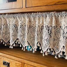 Valances Temu Handcrafted Beige Valance With Crochet Lace Tassels